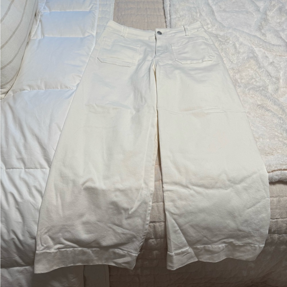 NEW WITH TAGS - Wide-Leg Cream Pants